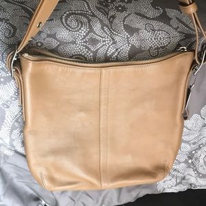 Tan leather coach bag